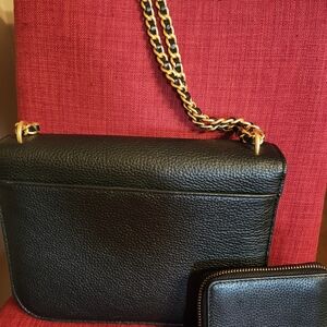 Tory Burch bag and wallet. Black with gold accents
